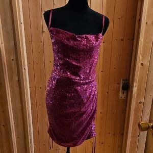 Wild Fable Glittering Fuchsia Mini Dress